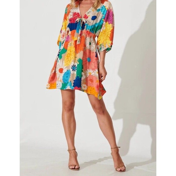 St. Frock Ava Dress Bright Floral XXL, Swim cover, Summer Dress - Picture 2 of 9